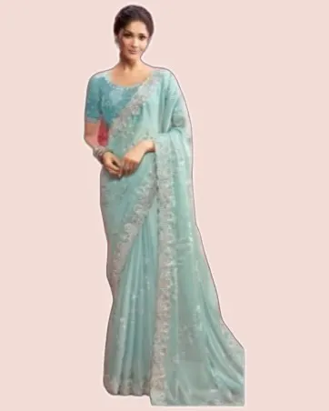 Rich Look Net Silk Partywear Sarees — image 3