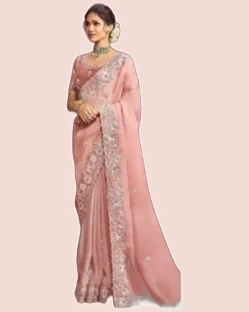 Rich Look Net Silk Partywear Sarees — image 3