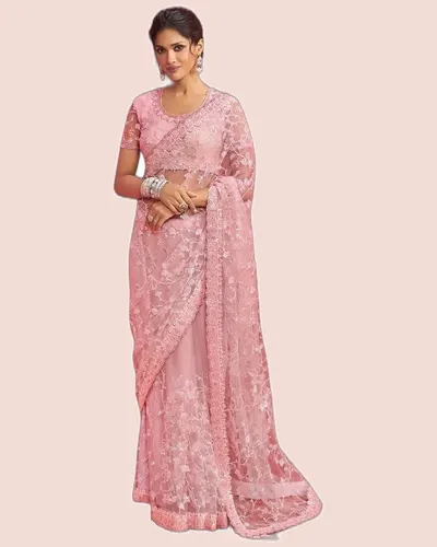 Rich Look Net Silk Partywear Sarees