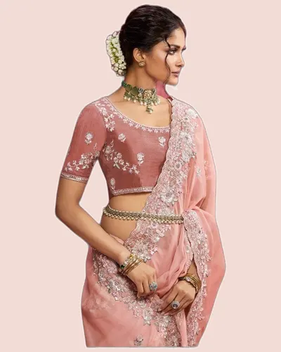 Rich Look Net Silk Partywear Sarees — image 2