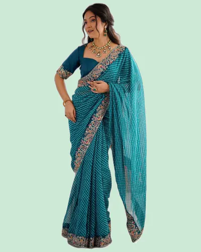 Dazzling Faux Georgette Bandhani Print Sarees