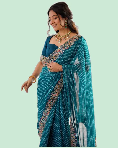 Dazzling Faux Georgette Bandhani Print Sarees — image 6