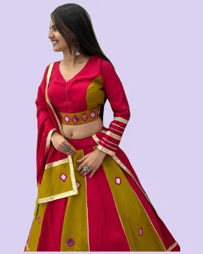Navratri Special Roman Silk Creative Lehenga Choli — image 4