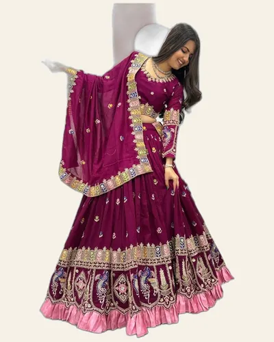 Rich Look Pure Vichitra Bridal Lehengas — image 4