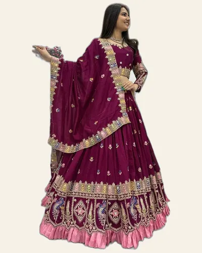 Rich Look Pure Vichitra Bridal Lehengas — image 3