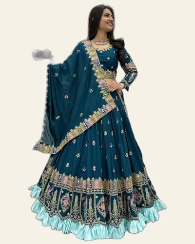 Rich Look Pure Vichitra Bridal Lehengas — image 3