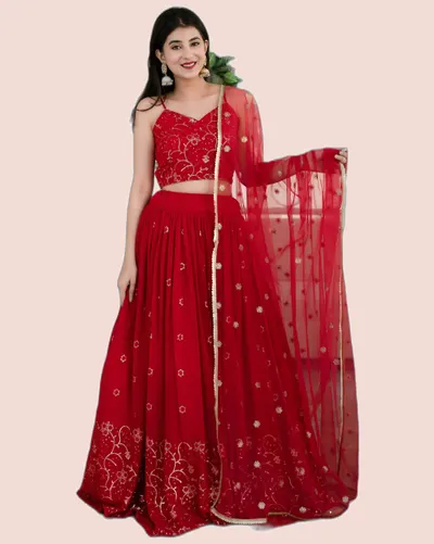 Exclusive Embroidered Georgette Bridal Lehengas — image 2