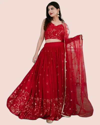 Exclusive Embroidered Georgette Bridal Lehengas — image 8