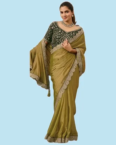Rich Look NC Moss Moss Designer Border Sarees — image 3