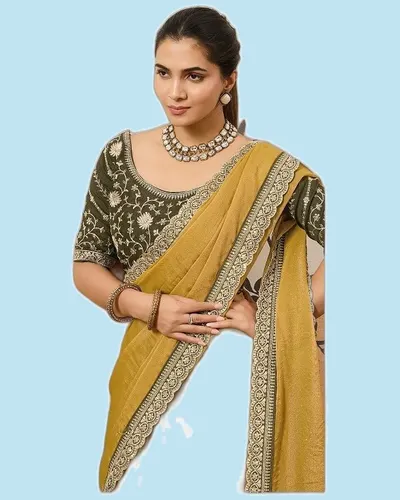 Rich Look NC Moss Moss Designer Border Sarees — image 3