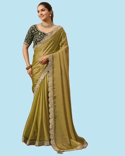 Rich Look NC Moss Moss Designer Border Sarees