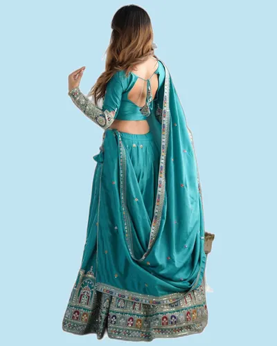 Navratri Chinon Embroidered Embellished Lehengas — image 2