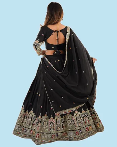 Navratri Chinon Embroidered Embellished Lehengas — image 3