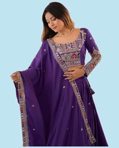 Navratri Chinon Embroidered Embellished Lehengas — image 2