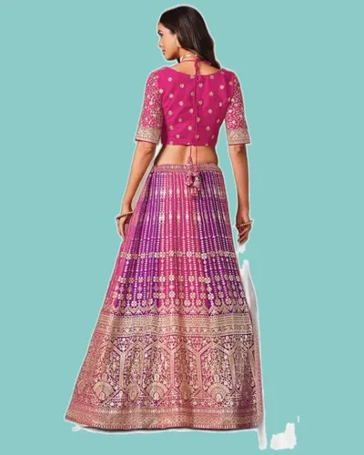 Faux Georgette Heavy Diamond Work Celebratory Lehengas — image 3