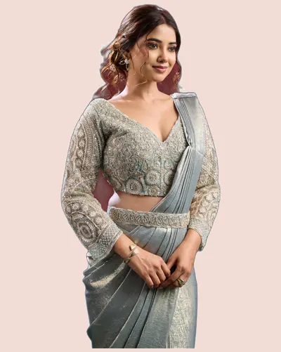 Striking Sandwash Bead Work Festival Sarees — image 2