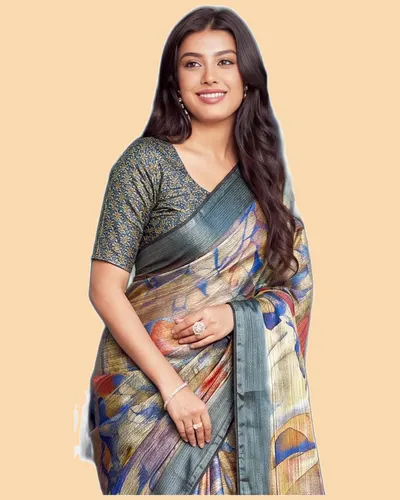 Glamorous Siya Silk Digital Print Regular Sarees — image 2