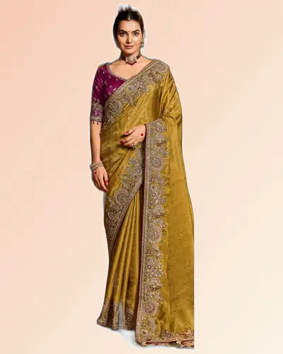 Gorgeous Pure Tissue Zari Weaving Embroidered Sarees — image 4