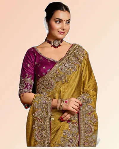 Gorgeous Pure Tissue Zari Weaving Embroidered Sarees — image 2