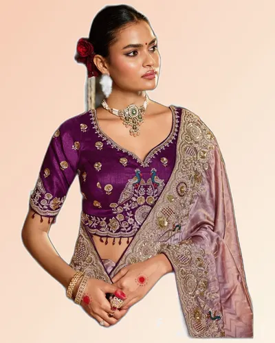 Gorgeous Pure Tissue Zari Weaving Embroidered Sarees — image 4
