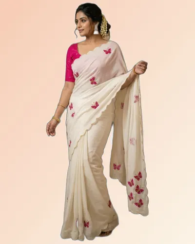 Beautiful Elegant Chinon Silk Regular Sarees — image 2