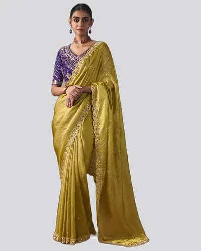 Rich Look  Solid Border Premium Lightweight Beads Sarees