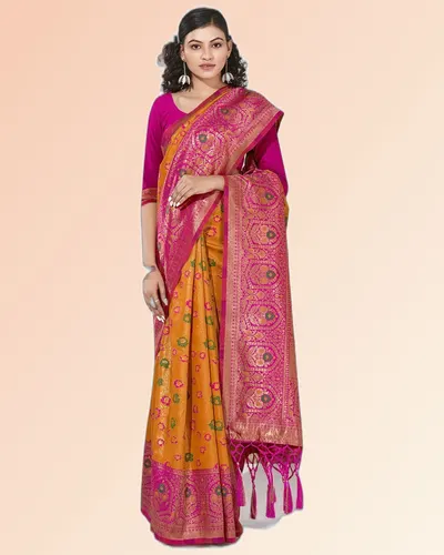 Radiant Shining Patola Silk Broad Border Sarees