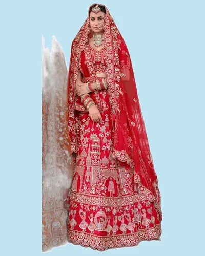 Premium Ready Silk Heavy Beads Zardozi Embroidered Lehengas — image 10