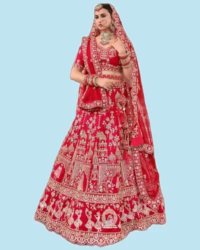 Premium Ready Silk Heavy Beads Zardozi Embroidered Lehengas — image 9