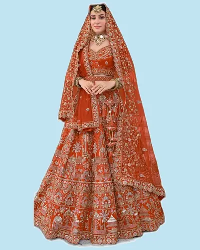 Premium Ready Silk Heavy Beads Zardozi Embroidered Lehengas — image 4
