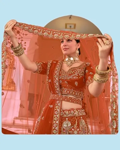 Premium Ready Silk Heavy Beads Zardozi Embroidered Lehengas — image 3