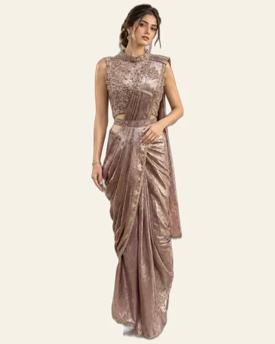 Charming Imported Sand Wash Beads Work Sarees