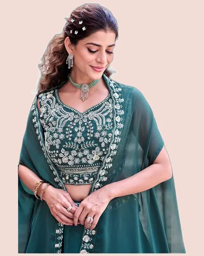 Stunning Pure Rangoli Silk Heavy  Embroidery Lehengas — image 6