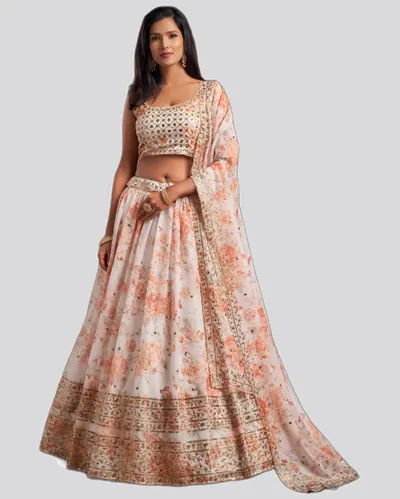 Floral Printed Organza Stunning Festive Lehengas