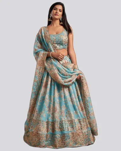 Floral Printed Organza Stunning Festive Lehengas