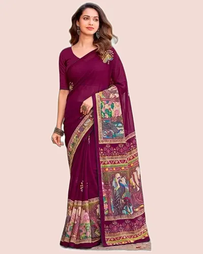 Jagriti Dazzling Moss Foil Print Swarovski Work Sarees — image 2