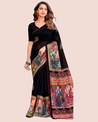 Jagriti Dazzling Moss Foil Print Swarovski Work Sarees