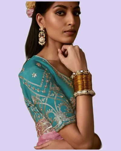 Rich Look Zari Organza Chandrima Sarees — image 2