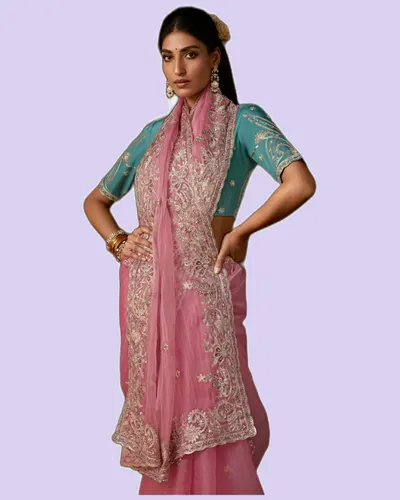 Rich Look Zari Organza Chandrima Sarees — image 3