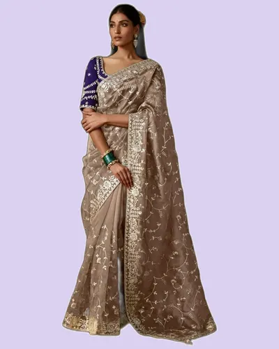 Rich Look Zari Organza Chandrima Sarees