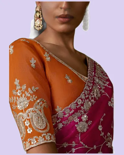 Rich Look Zari Organza Chandrima Sarees — image 2