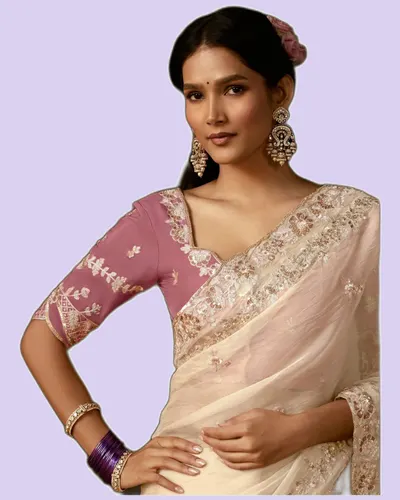 Rich Look Zari Organza Chandrima Sarees — image 2