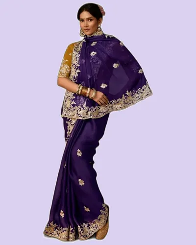 Rich Look Zari Organza Chandrima Sarees — image 2