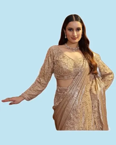 Glamorous Foil Satin Partywear Festive Lehengas — image 3
