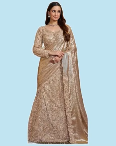Glamorous Foil Satin Partywear Festive Lehengas — image 6