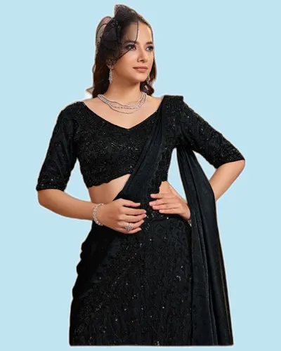 Glamorous Foil Satin Partywear Festive Lehengas — image 2