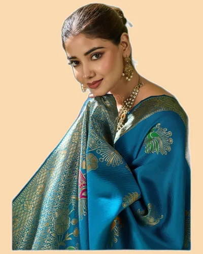 Regal Silk Peacock Woven Banarasi Silk Sarees — image 3