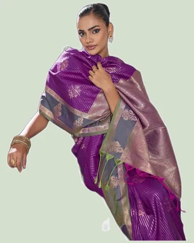 Timeless Crafted Silk Zari Weaving Pallu Border Sarees — image 6