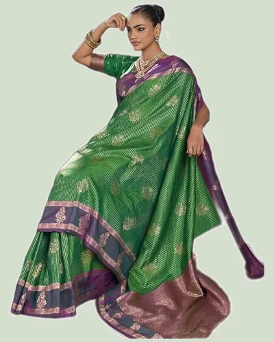 Timeless Crafted Silk Zari Weaving Pallu Border Sarees — image 4