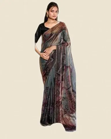 Luxurious Fancy Two Tone Satin Silk Sarees — image 3
